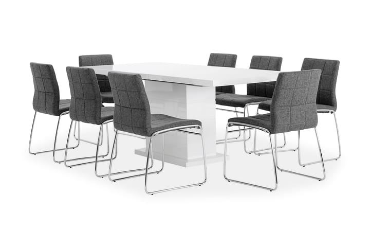 Michelin Matgrupp med 8 Albo Stol - Vit/Grå - Alla Möbler - Matgrupper - Matgrupper med 6 stolar
