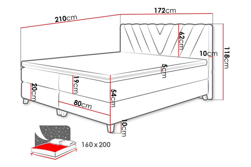 Kontinentalsäng 160x210 cm - Alla Möbler - Sängar - Kontintentalsängar