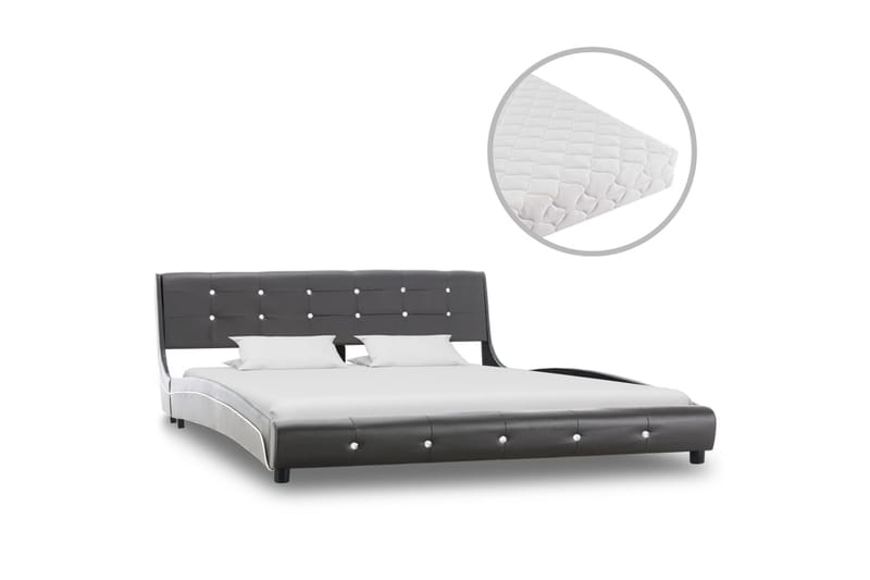 Säng med madrass grå konstläder 160x200 cm - Grå - Alla Möbler - Sängar - Ramsängar