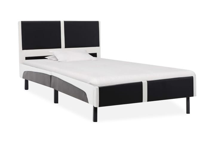 Säng med madrass svart och vit konstläder 90x200 cm - Svart - Alla Möbler - Sängar - Ramsängar