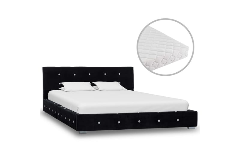 Säng med madrass svart sammet 120x200 cm - Svart - Alla Möbler - Sängar - Ramsängar