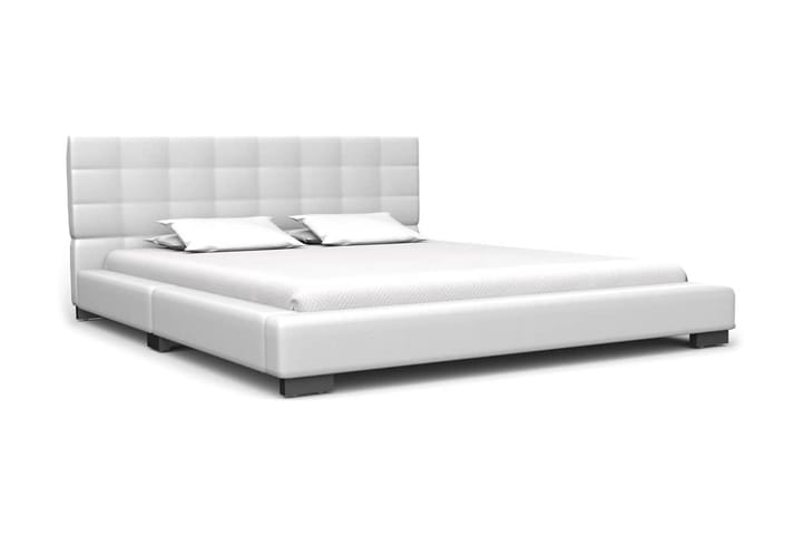 Säng med madrass vit konstläder 140x200 cm - Vit - Alla Möbler - Sängar - Kontintentalsängar
