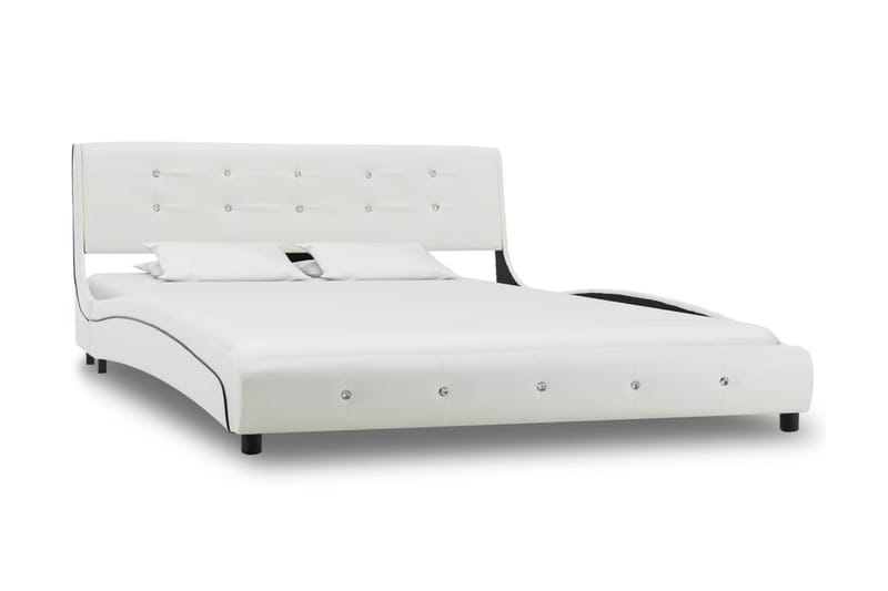 Säng med madrass vit konstläder 140x200 cm - Vit - Alla Möbler - Sängar - Ramsängar