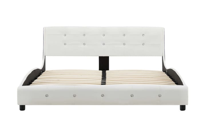 Säng med madrass vit konstläder 140x200 cm - Vit - Alla Möbler - Sängar - Ramsängar