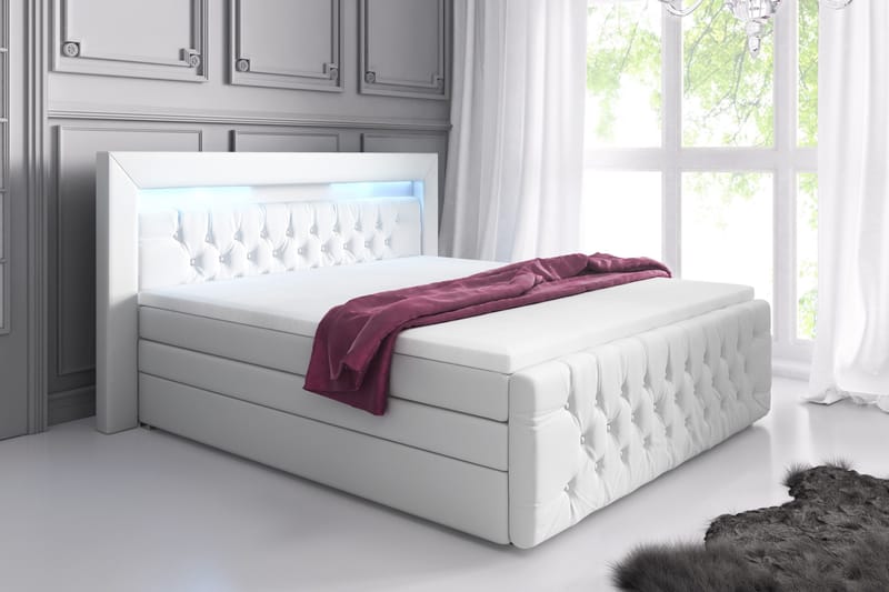 Arona Lyx Sängpaket 180x200 LED-belysning - Vit/Konstläder - Alla Möbler - Sängar - Sängpaket