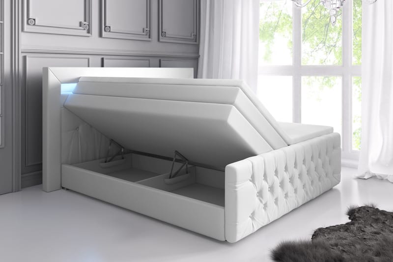 Arona Lyx Sängpaket 180x200 LED-belysning - Vit/Konstläder - Alla Möbler - Sängar - Sängar med förvaring