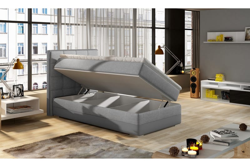 Kiley Förvaringssäng 90x200 cm Vänster - Grön/Beige - Alla Möbler - Sängar - Sängar med förvaring
