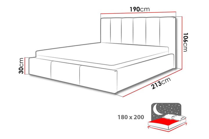 Renzen Förvaringssäng 180x200 cm - Mörkgrå - Alla Möbler - Sängar - Sängar med förvaring