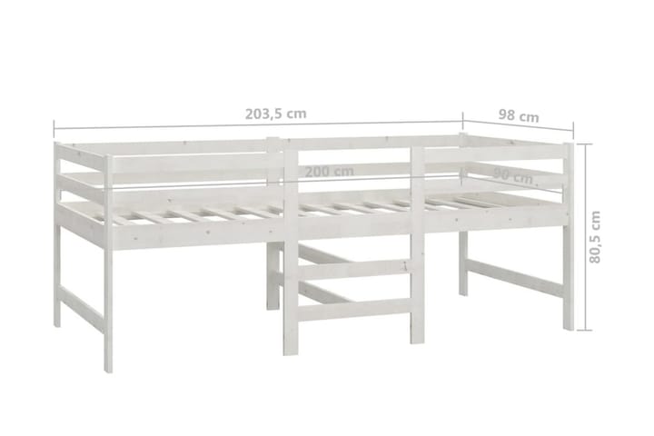 Medelhög säng med madrass 90x200 cm vit massiv furu - Vit - Alla Möbler - Sängar - Sängramar & sängstommar