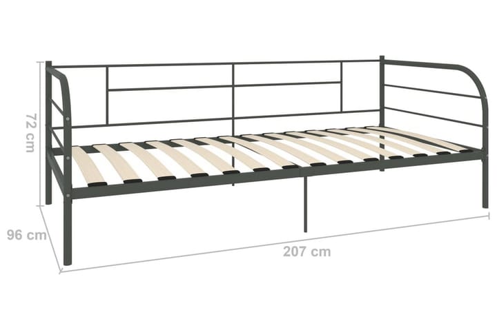 Ram dagbädd grå metall 90x200 cm - Grå - Alla Möbler - Sängar - Sängramar & sängstommar