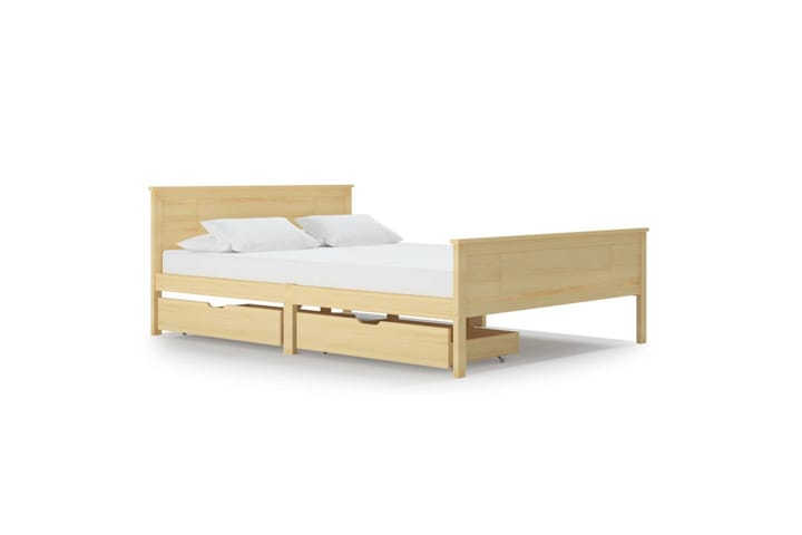 Sängram med 2 lådor massiv furu 140x200 cm - Brun - Alla Möbler - Sängar - Sängramar & sängstommar