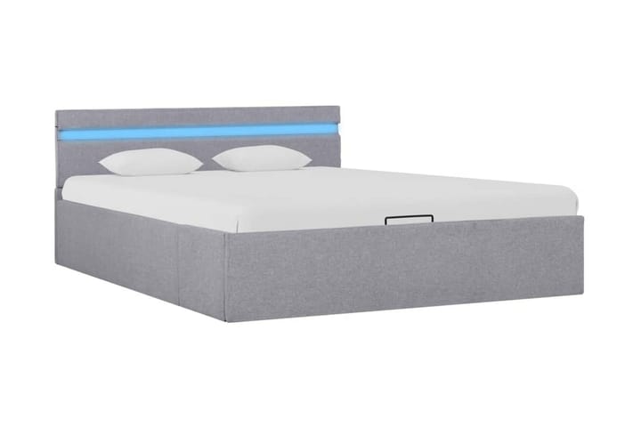 Sängram med hydraulisk förvaring och LED tyg 140x200 cm - Grå - Alla Möbler - Sängar - Sängramar & sängstommar