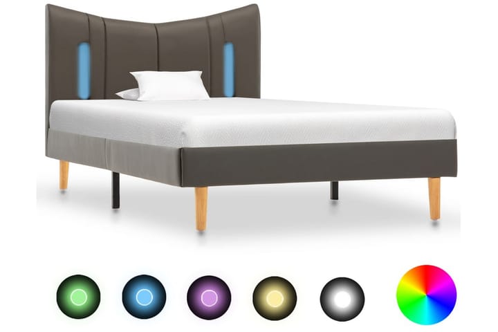 Sängram med LED antracit konstläder 100x200 cm - Grå - Alla Möbler - Sängar - Sängramar & sängstommar