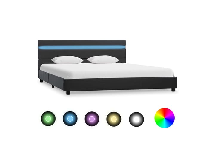 Sängram med LED grå konstläder 120x200 cm - Grå - Alla Möbler - Sängar - Sängramar & sängstommar