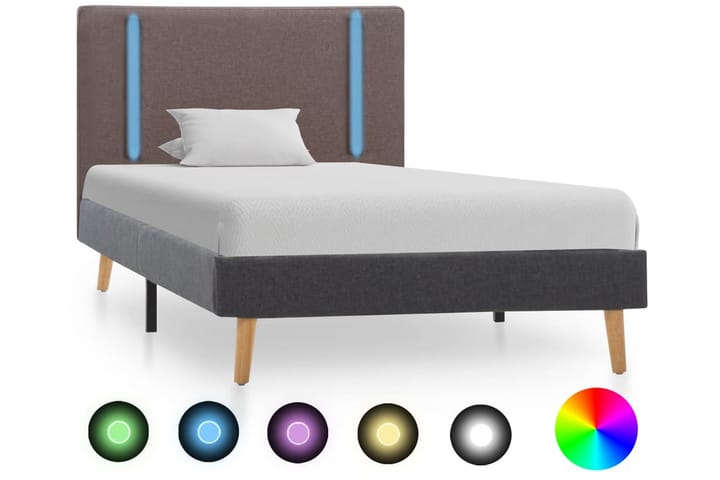 Sängram med LED taupe och mörkgrå tyg 100x200 cm - Brun - Alla Möbler - Sängar - Sängramar & sängstommar