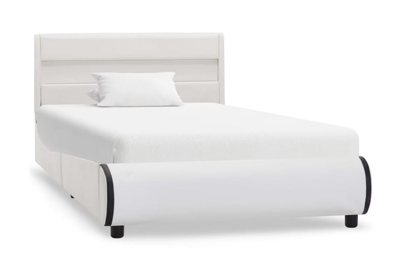 Sängram med LED vit konstläder 90x200 cm - Vit - Alla Möbler - Sängar - Sängramar & sängstommar
