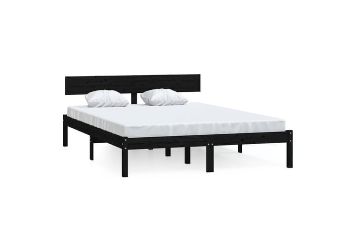 Sängram svart massiv furu 160x200 cm - Svart - Alla Möbler - Sängar - Sängramar & sängstommar