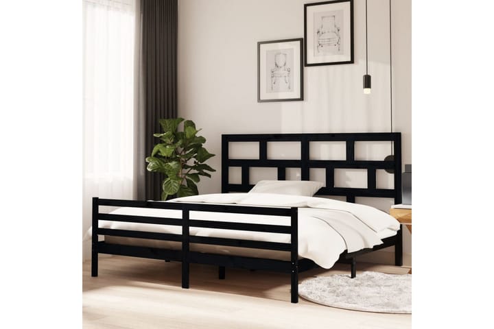 Sängram svart massivt furu 200x200 cm - Svart - Alla Möbler - Sängar - Sängramar & sängstommar