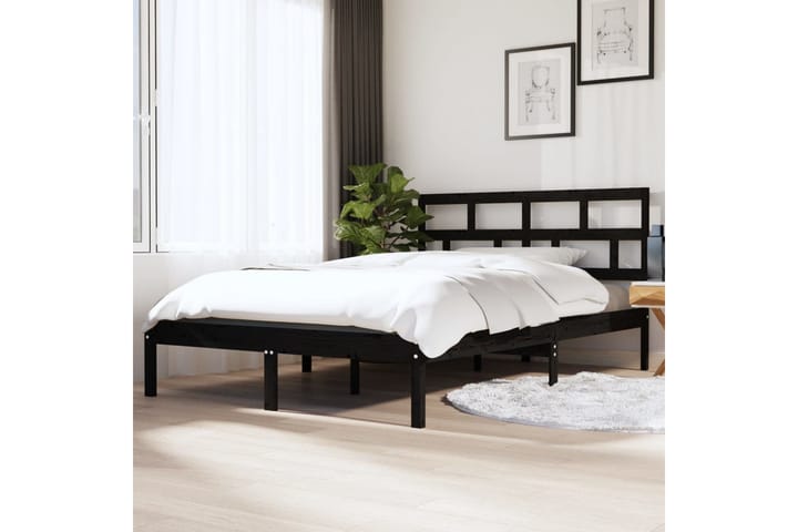 Sängram svart massivt trä 120x190 cm - Svart - Alla Möbler - Sängar - Sängramar & sängstommar