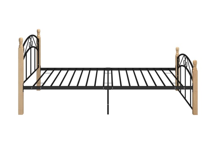 Sängram svart metall och massiv ek 120x200 cm - Svart - Alla Möbler - Sängar - Sängramar & sängstommar