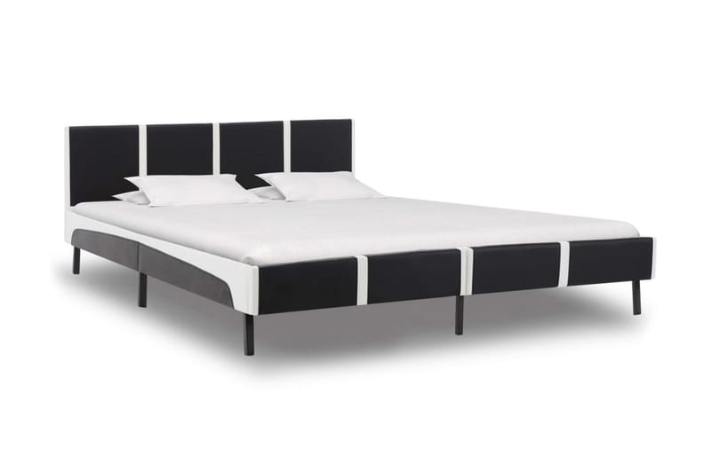 Sängram svart och vit konstläder 160x200 cm - Svart - Alla Möbler - Sängar - Sängramar & sängstommar