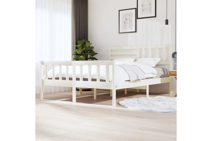 Sängram vit massivt trä 160x200 cm - Vit - Alla Möbler - Sängar - Sängramar & sängstommar