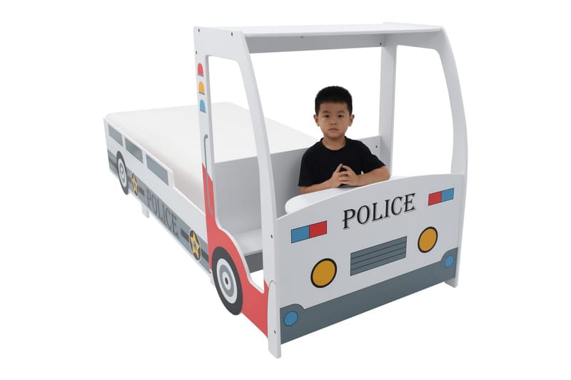 Barnsäng polisbil med madrass 90x200 cm 7 zoner H2 - Flerfärgad - Alla Möbler - Sängar - Våningssängar