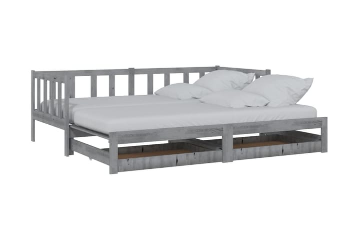 Dagbädd utdragbar 2x(90x200) cm grå massiv furu - Grå - Alla Möbler - Sängar - Sängskåp