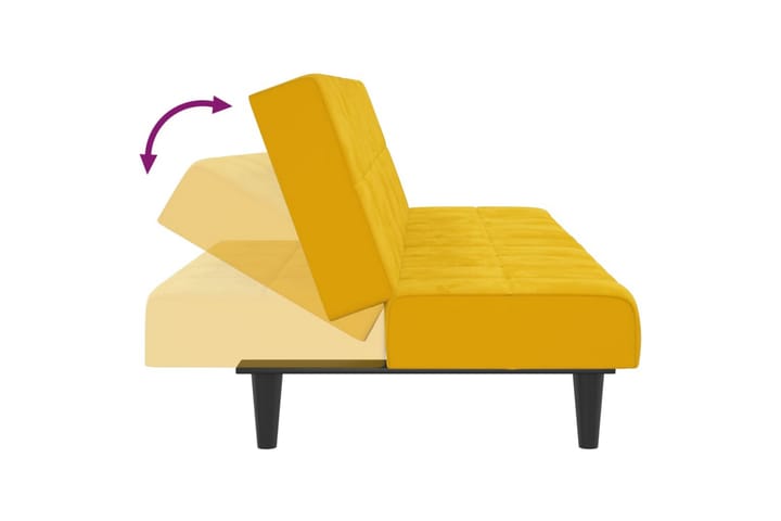 Bäddsoffa 2-sits med fotpall gul sammet - Gul - Alla Möbler - Soffor - Bäddsoffor