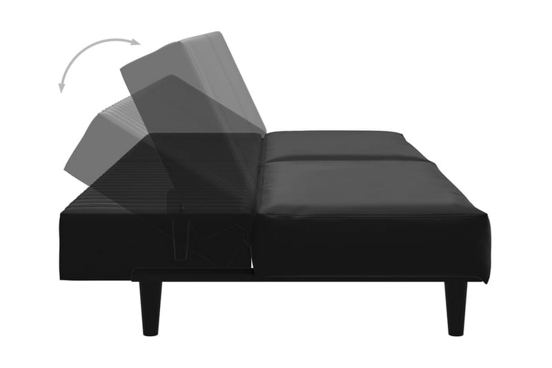 Bäddsoffa 2-sits med fotpall svart konstläder - Svart - Alla Möbler - Soffor - Bäddsoffor