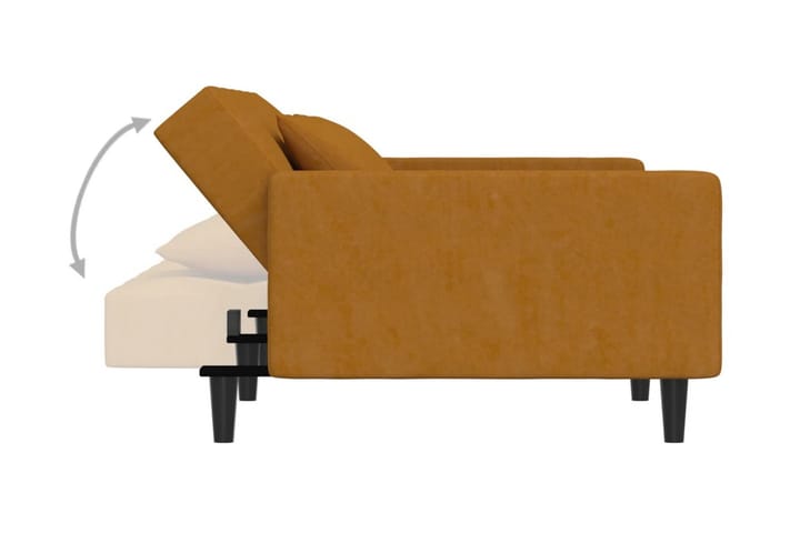 Bäddsoffa 2-sits med två kuddar brun sammet - Brun - Alla Möbler - Soffor - Bäddsoffor