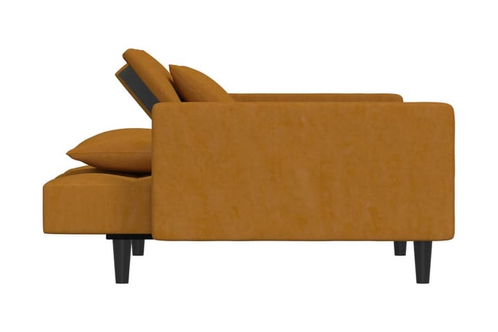 Bäddsoffa 2-sits med två kuddar brun sammet - Brun - Alla Möbler - Soffor - Bäddsoffor