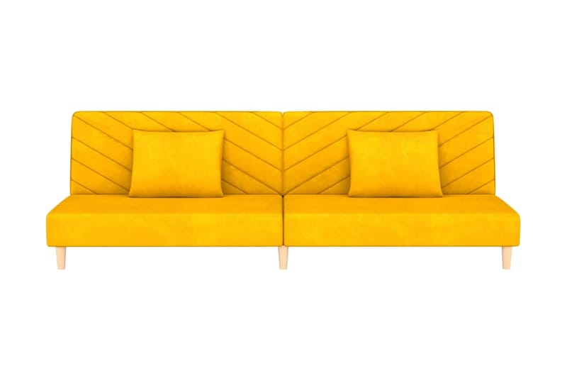 Bäddsoffa 2-sits med två kuddar gul sammet - Gul - Alla Möbler - Soffor - Bäddsoffor