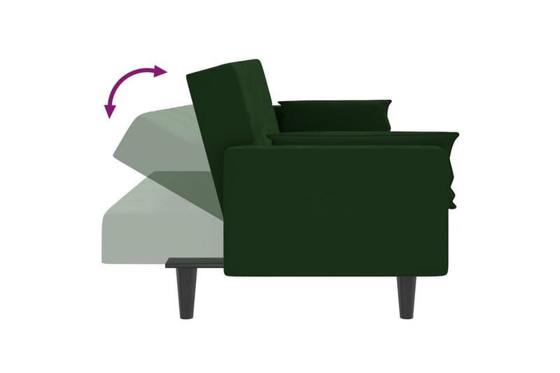 Bäddsoffa 2-sits med två kuddar och fotpall mörkgrön sammet - Grön - Alla Möbler - Soffor - Bäddsoffor