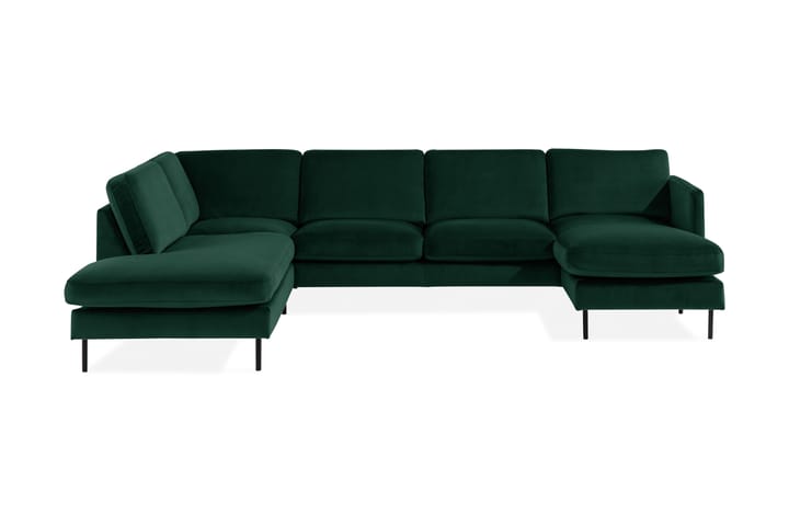 Leonder U-soffa med Divan Sammet Höger - Grön - Alla Möbler - Soffor - 2+3 sits soffor