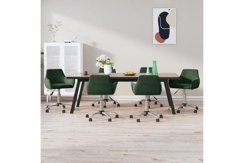 Snurrbara matstolar 6 st mörkgrön sammet - Grön - Alla Möbler - Stolar - Matstolar