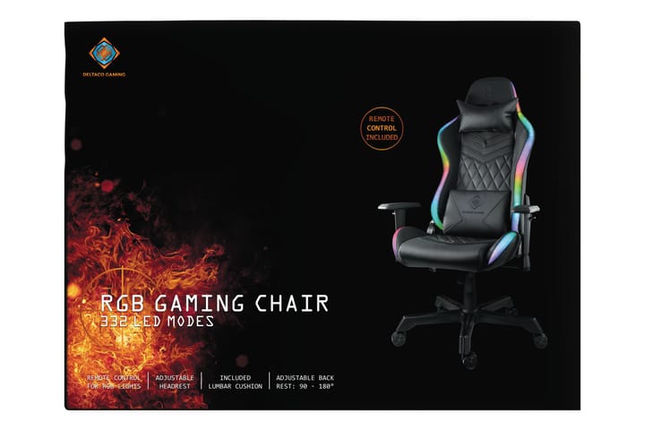 Deltaco Gaming RGB Gamingstol i konstläder svart - Deltaco Gaming - Alla Möbler - Stolar - Skrivbordsstolar