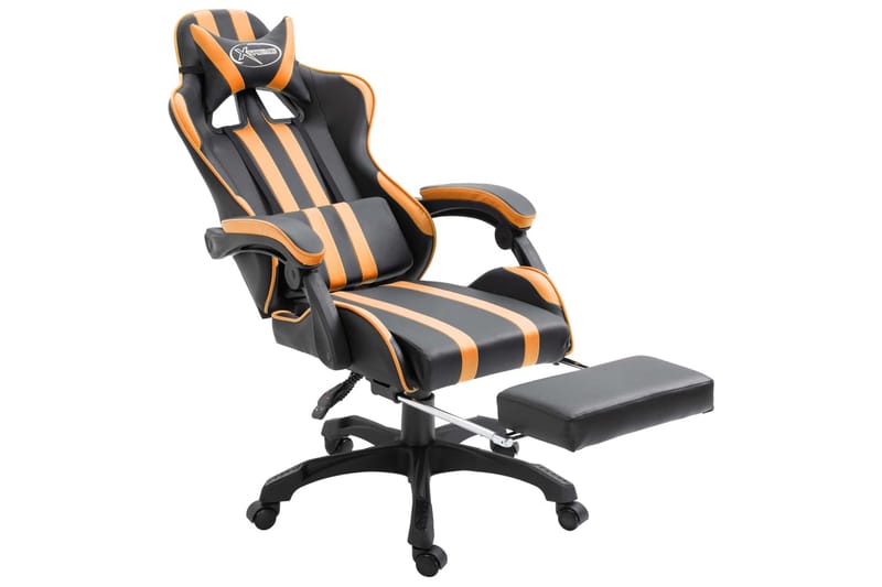 Gamingstol med fotstöd orange konstläder - Orange - Alla Möbler - Stolar - Skrivbordsstolar