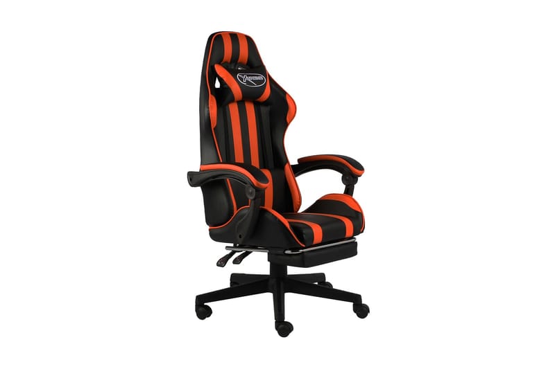 Gamingstol med fotstöd svart och orange konstläder - Orange - Alla Möbler - Stolar - Skrivbordsstolar