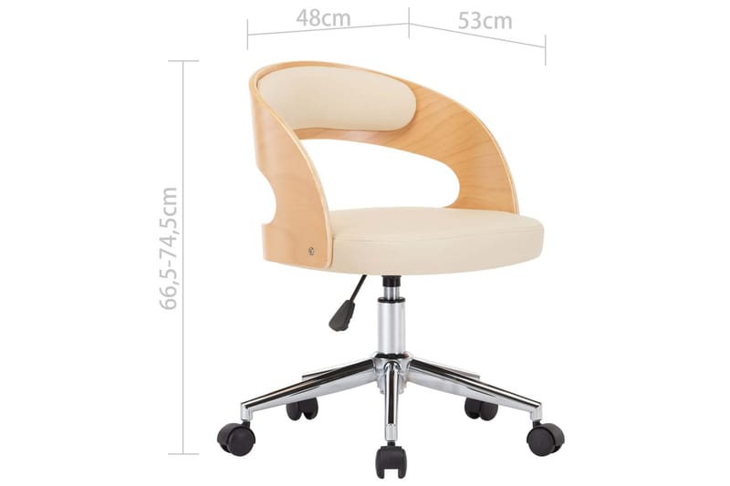 Snurrbar kontorsstol böjträ och konstläder gräddvit - Vit - Alla Möbler - Stolar - Skrivbordsstolar