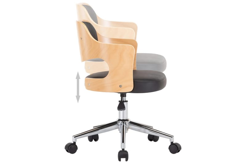 Snurrbar kontorsstol böjträ och konstläder svart - Svart - Alla Möbler - Stolar - Skrivbordsstolar