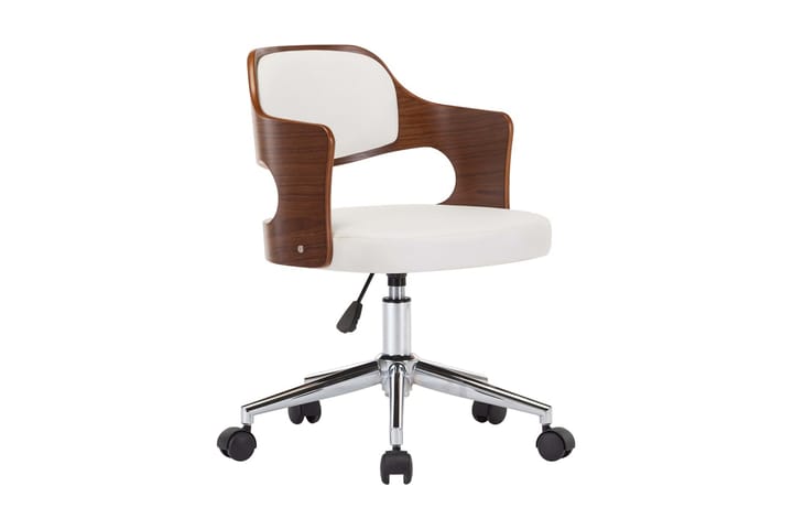 Snurrbar kontorsstol böjträ och konstläder vit - Vit - Alla Möbler - Stolar - Skrivbordsstolar