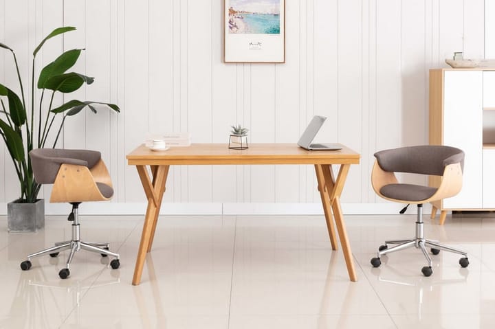 Snurrbar kontorsstol taupe böjträ och tyg - Brun - Alla Möbler - Stolar - Skrivbordsstolar