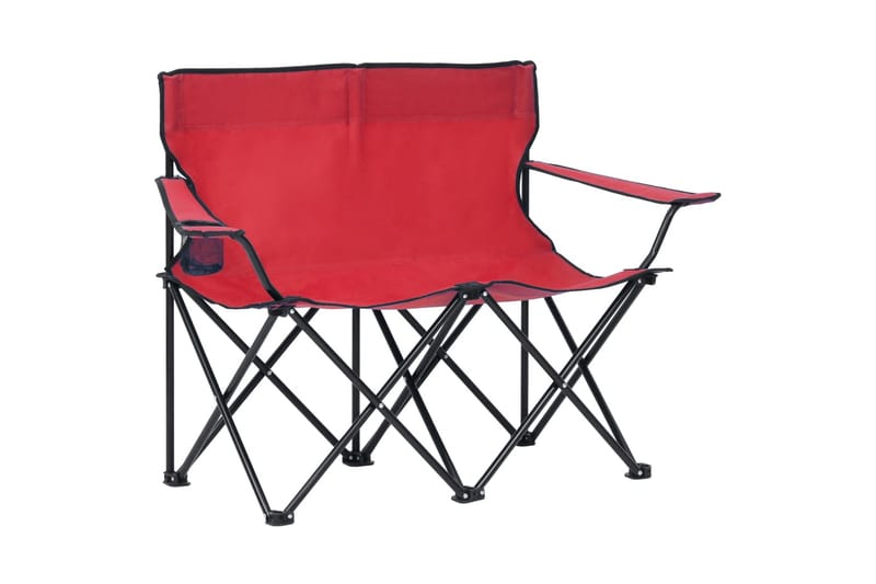 2-sits hopfällbar campingstol stål och tyg röd - Röd - Alla Möbler - Utemöbler - Balkongmöbler