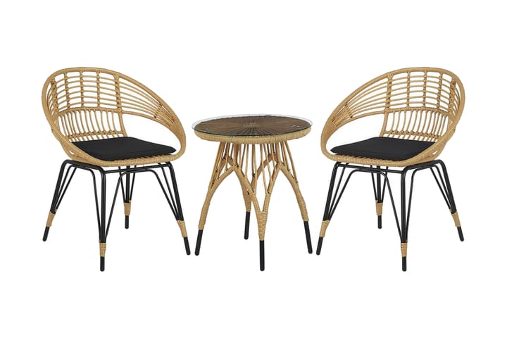 Balkongset av bord och 2 stolar rotting PELLARO - Trä/natur - Alla Möbler - Utemöbler - Balkongmöbler