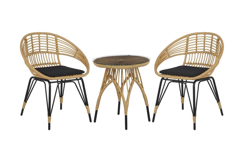 Balkongset av bord och 2 stolar rotting PELLARO - Trä/natur - Alla Möbler - Utemöbler - Balkongmöbler