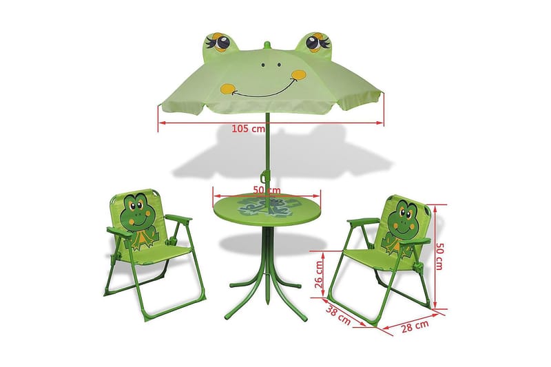 Cafébord för barn med parasoll 3 delar grön - Grön - Alla Möbler - Utemöbler - Balkongmöbler