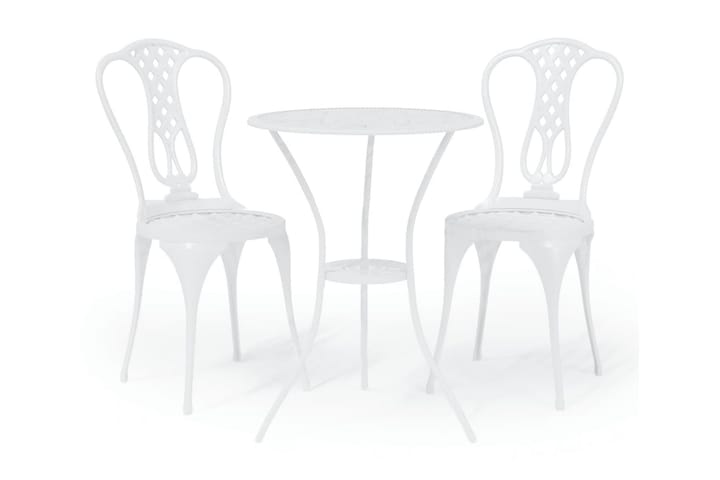 Caféset 3 delar gjuten aluminium vit - Vit - Alla Möbler - Utemöbler - Balkongmöbler