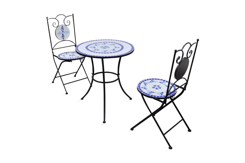 Caféset 3 delar keramik blå och vit - Blå - Alla Möbler - Utemöbler - Balkongmöbler