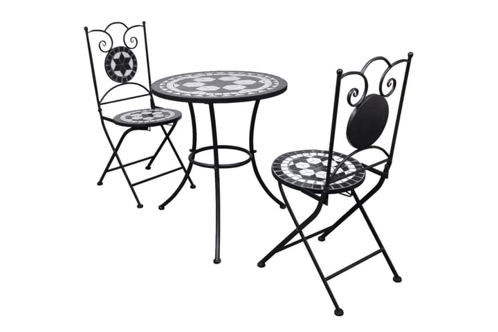 Caféset 3 delar keramik svart och vit - Svart - Alla Möbler - Utemöbler - Balkongmöbler
